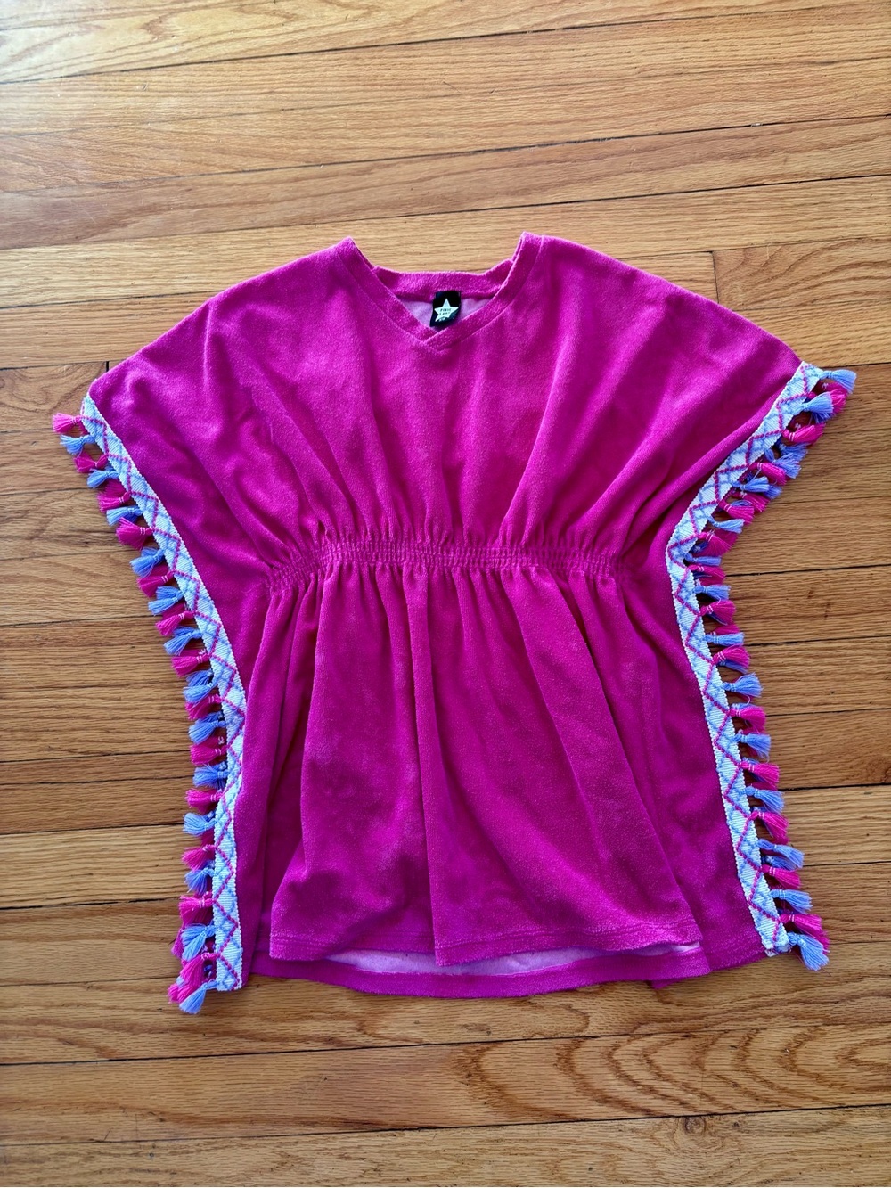 Pixie Lane girls' terry cloth beach cover-up with purple tassel 9-10 yrs old